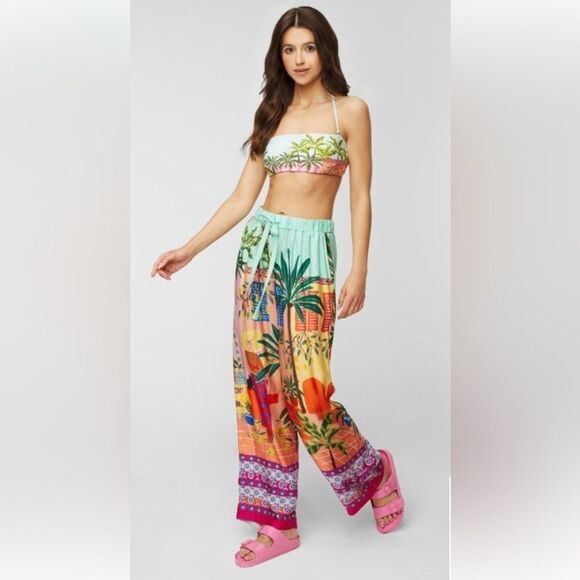 Seafolly Pants - Seafolly On Vacation Silk Pant size Medium Cat Lovers